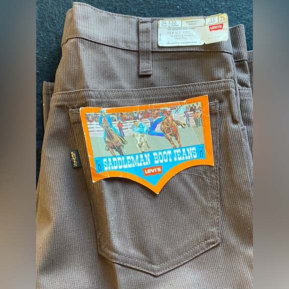 VTG 60’s Levi’s Deadstock Saddleman Black Tab Sta Prest Boot cut Jeans! 34x33 - Picture 1 of 16